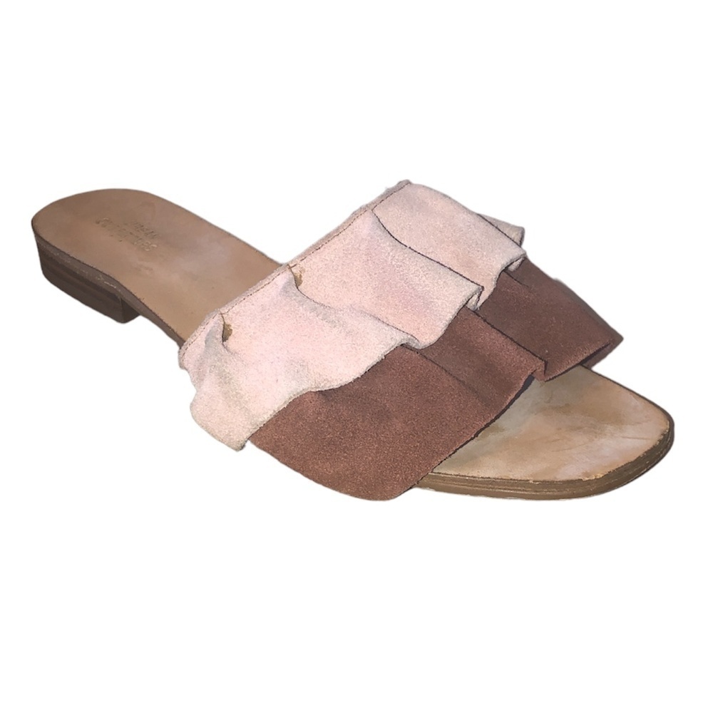 Urban Outfitters Women's Suede Ruffle Slide Sandals Shoe Size 7 Pink